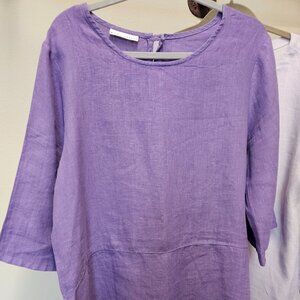Bryn Walker 100% Linen Tunic Top, Size Large (will fit XL)